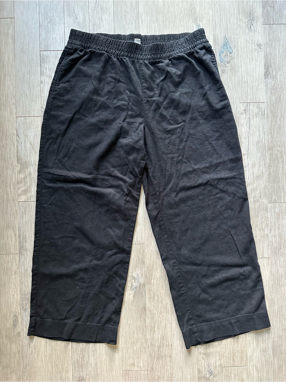Old Navy Linen Blend Black Wide Leg Comfort Waistband Pants Size XL